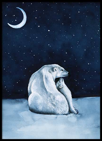 Polar Bear Night Sky Poster in the group Prints / Kids at Desenio AB (10275)