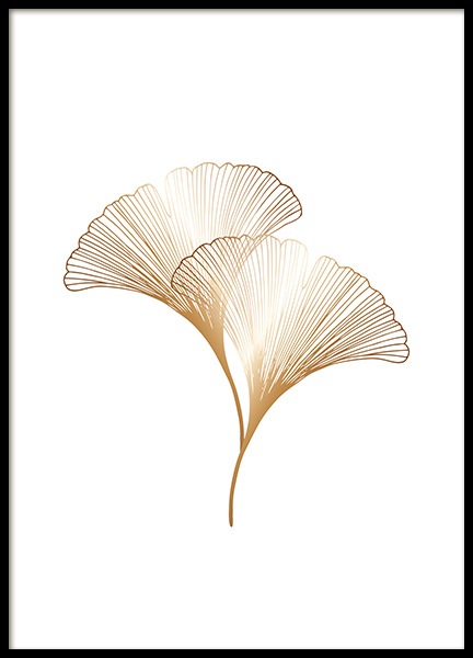 Ginkgo Leaves Gold Poster in the group Prints / Botanical at Desenio AB (11280)