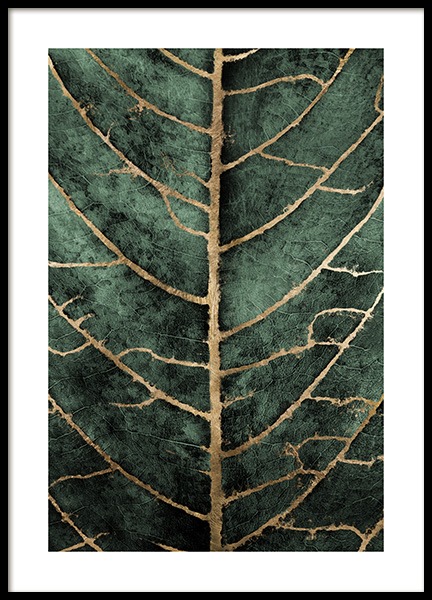 Golden Green Leaf Poster in the group Prints / Art prints at Desenio AB (12266)