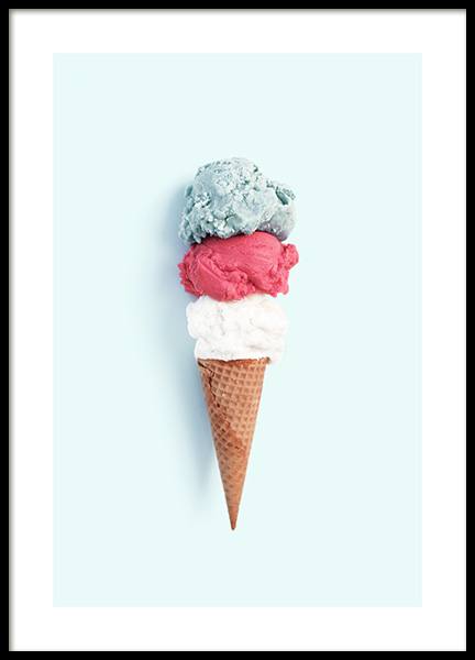 Tricolore Ice Cream Poster in the group Prints / Kitchen at Desenio AB (12837)