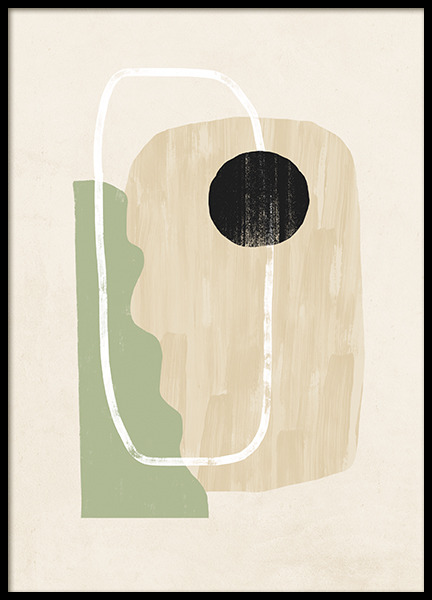 Green and Beige Abstract Poster