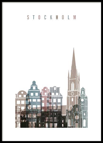 Stockholm Skyline Poster in the group Prints / Maps & cities at Desenio AB (2142)