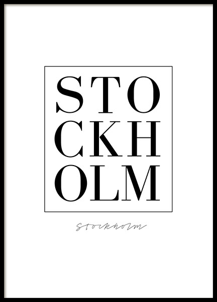 Stockholm poster and print, Swedish design that suits black and white interior d