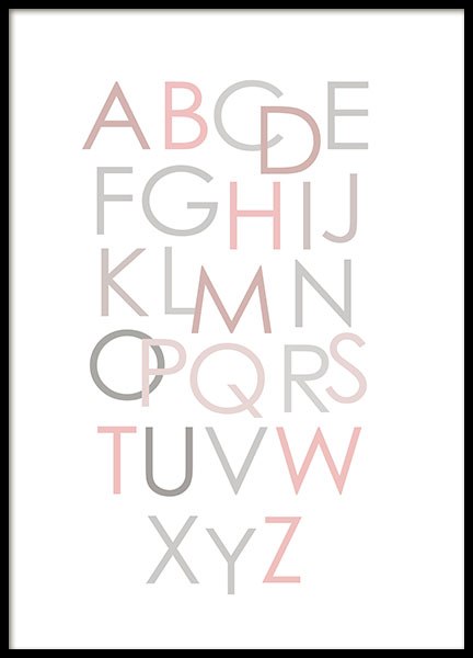 Alphabet Pink Eng, Poster in the group Prints / Kids at Desenio AB (8436)