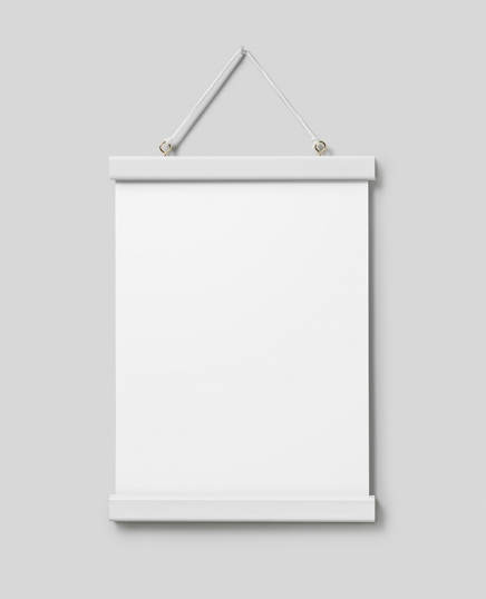 Poster hanger white 22 cm, magnet fastener