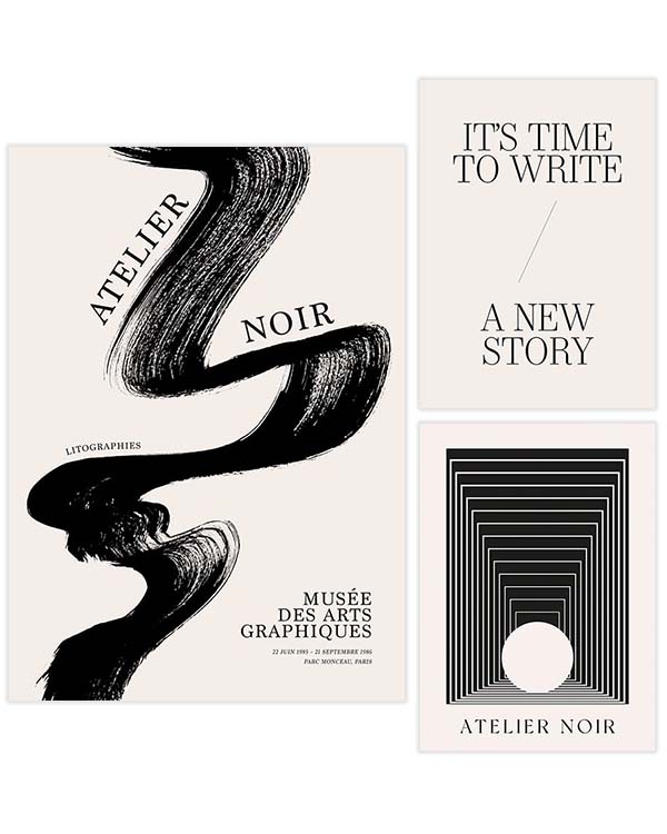 – Black and beige typography and illustration