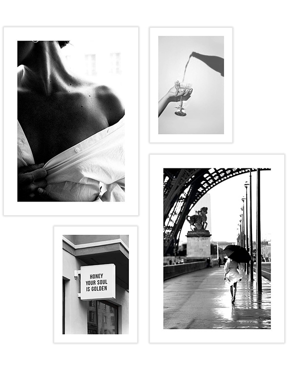 – Black and white photography collection with women and city streets