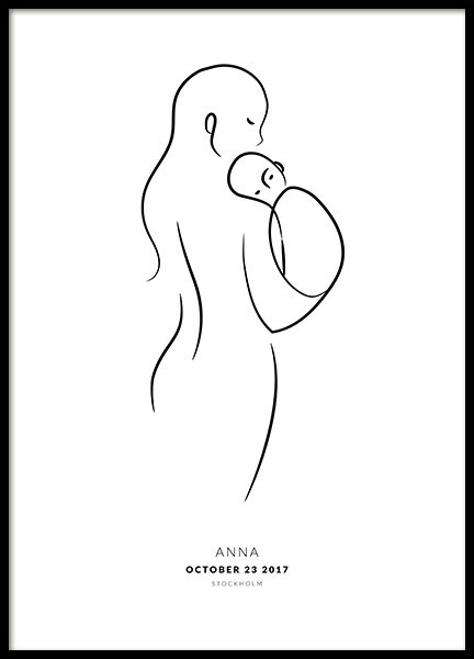 – Personal poster in black and white  of an illustration of a mother and child
