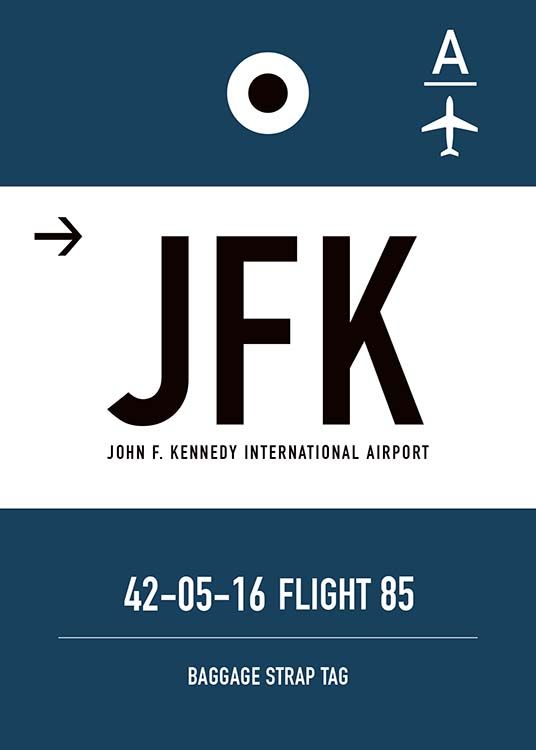  - Stylish motif of a baggage tag of the New York airport.