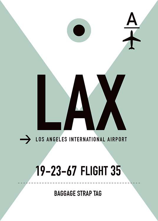  - Los Angeles poster in a mint-green, black and white motif for frequent flyers.