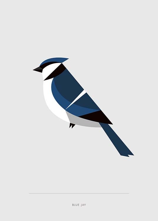  - Beautiful animal poster of a graphic illustration of a blue bird.