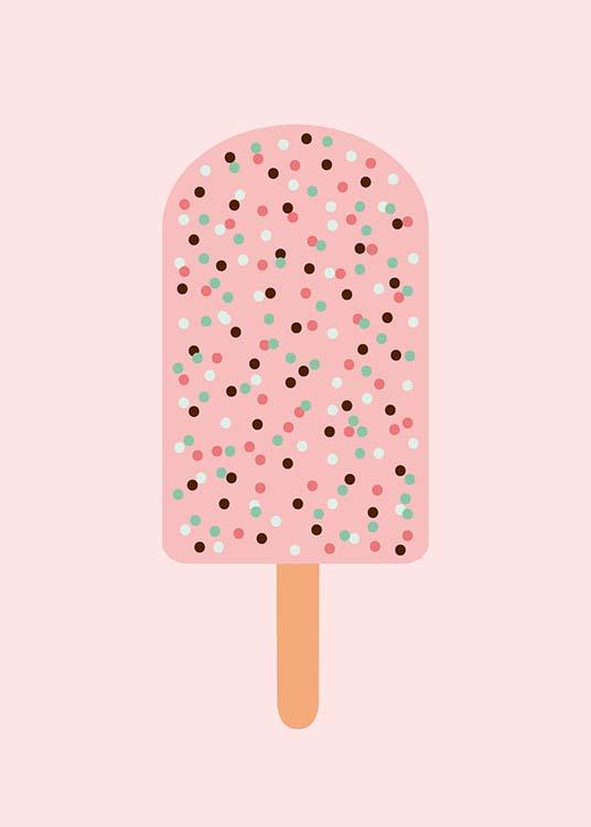 - Pink poster for the kitchen with an ice lolly.