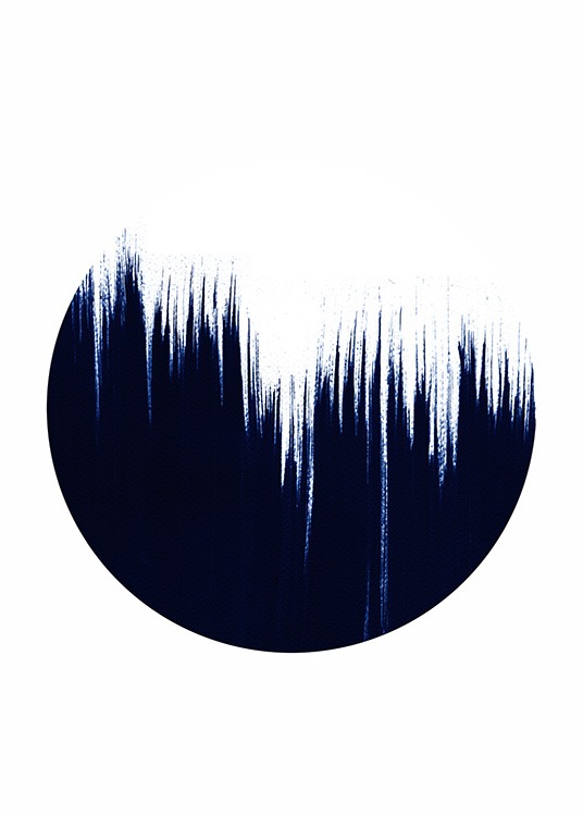  - Abstract art of a dark-blue semicircle created with a brushstroke.