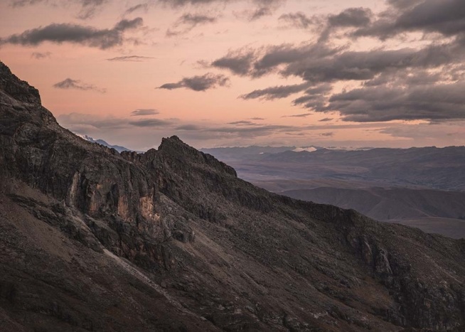  - Beautiful landscape shot of the mountainous Huaraz valley at sunrise.