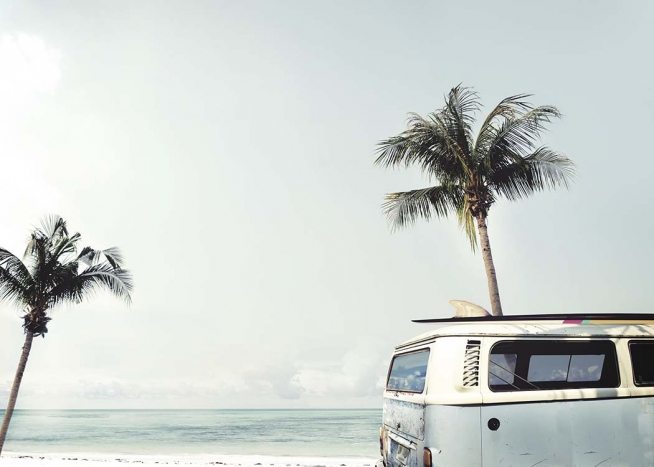 –Poster of a van in front of a beach 