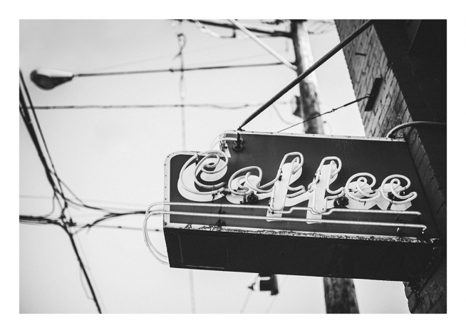 Coffee Sign Poster / Black & white at Desenio AB (10821)