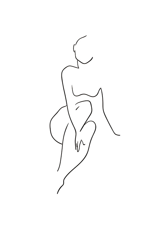  - Simple black and white nude drawing of a female figure.