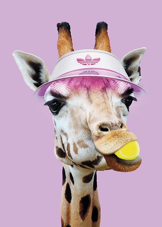 Tennis Giraffe Poster