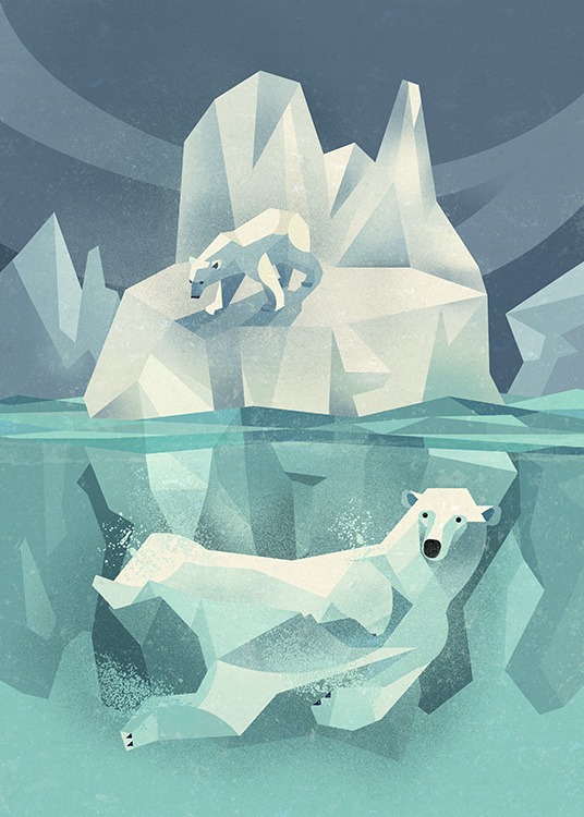 Vintage Polar Bear Poster / Kids wall art at Desenio AB (11027)