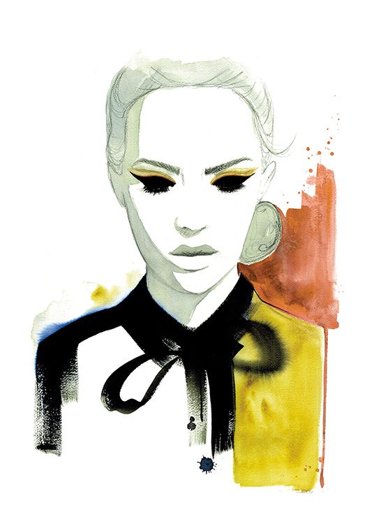  - Artistic fashion illustration of a woman painted in watercolours.