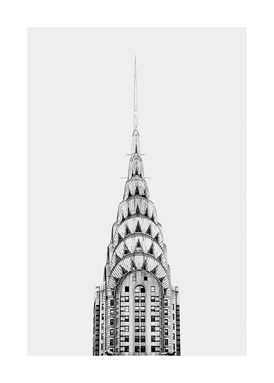 - Stylish New York poster showing the top of the Chrysler Building