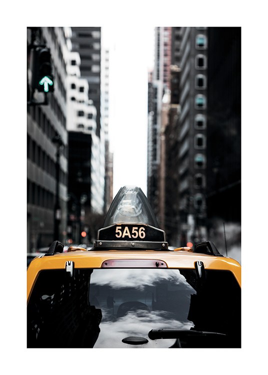  - Photo poster with a yellow taxi in New York.