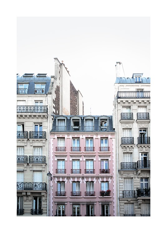 Pink Facade in Paris Poster