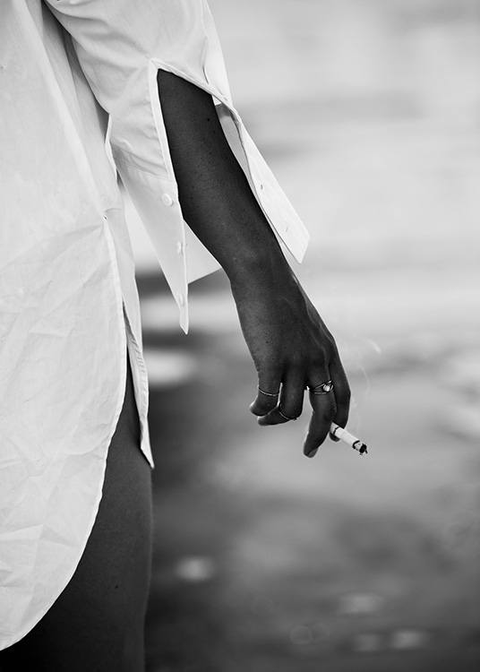 Girl in White Shirt Poster / Black & white at Desenio AB (11530)