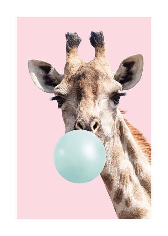 Bubblegum Giraffe Poster