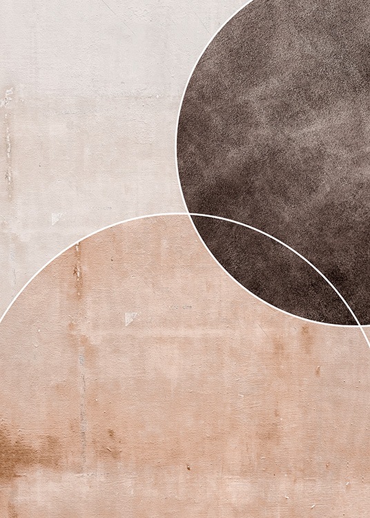 –Print of circles in tones of beige. 