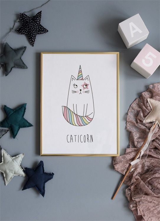 White Caticorn Poster