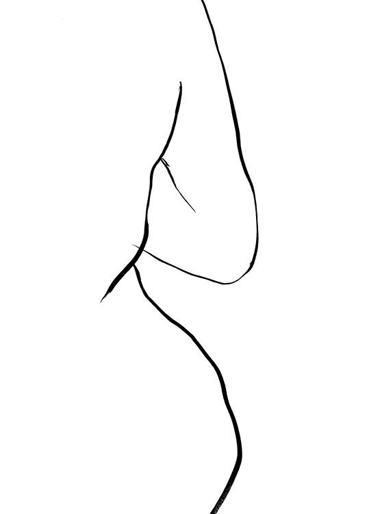 –Line art of a curvy person on a white background. 