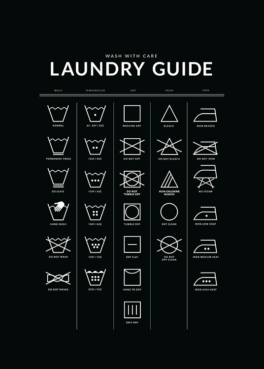 Laundry Guide Black (21x30)