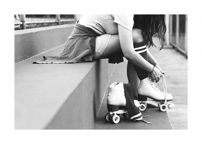 Tie the Roller Skates Poster / Black & white at Desenio AB (12594)
