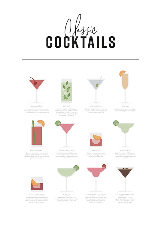 Classic Cocktail Guide Poster / Text posters at Desenio AB (12668)
