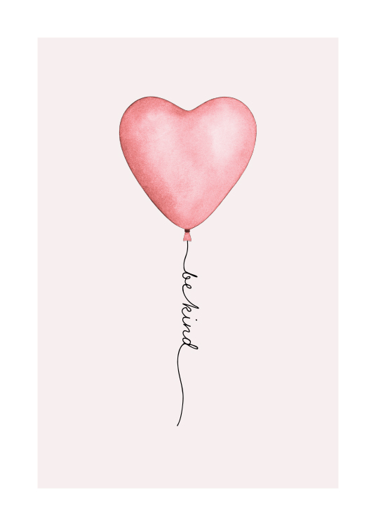  - Illustration with a grey background behind a pink heart shaped balloon 