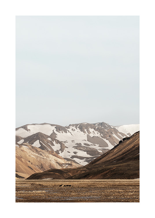 - Photograph of snowy mountain landscape in Iceland