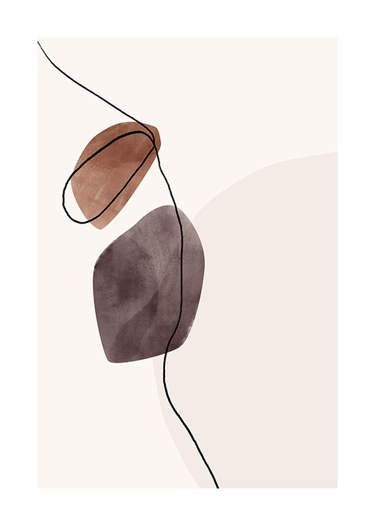  - Illustration in beige and brown with a black line and shapes drawn with watercolour