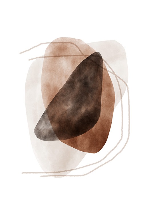 - Illustration with brown watercolour shapes and lines on a white background