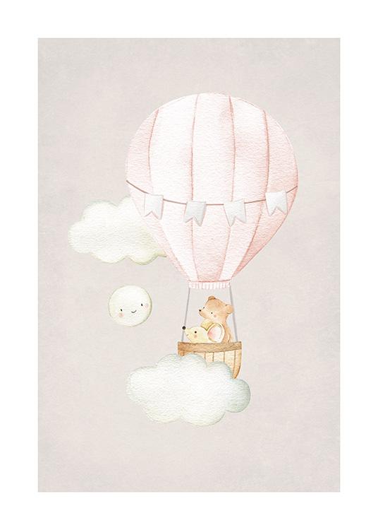 Hot Air Balloon No2 Poster / Animal illustrations at Desenio AB (13716)