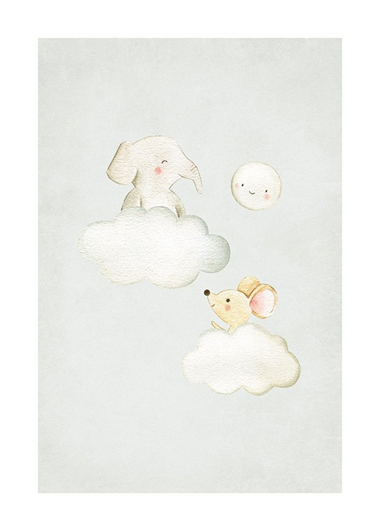 In the Clouds No2 Poster / Animal illustrations at Desenio AB (13718)