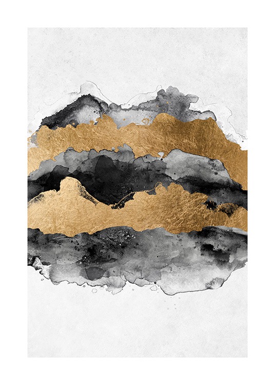 Gold Aquarelle Poster / Abstract art prints at Desenio AB (13761)