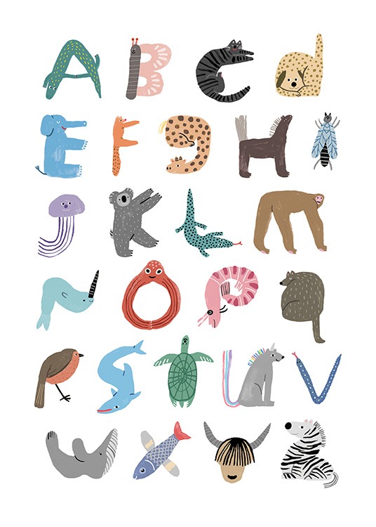 - Print of animals that represent the alphabet in an educational way