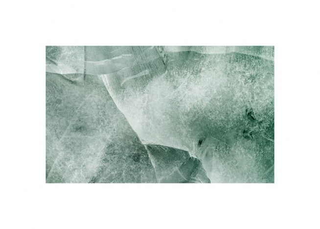  – Photograph with aerial view of ice in green with abstract patterns