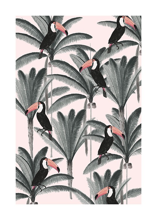 Vintage Pink Toucans Poster
