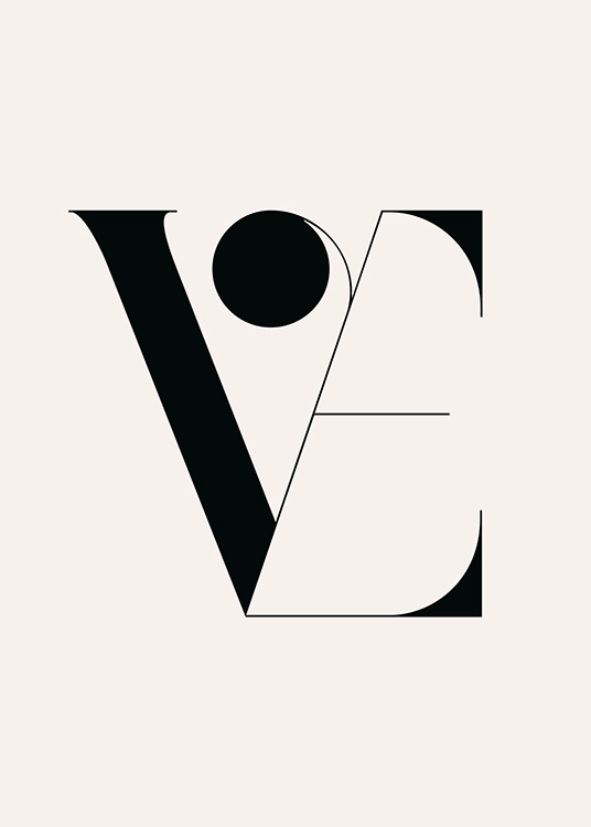  – Typography print in black and pink with the letters V and E