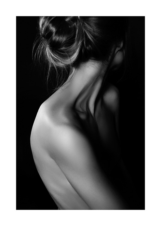  - Black and white photograph of a woman's neck and shoulder