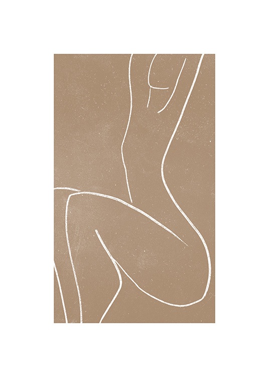  - Line art drawing of a naked woman on a beige chalkboard background