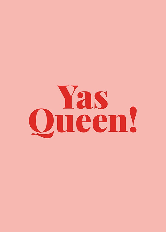 Yas Queen Poster Pink Text Print Uk