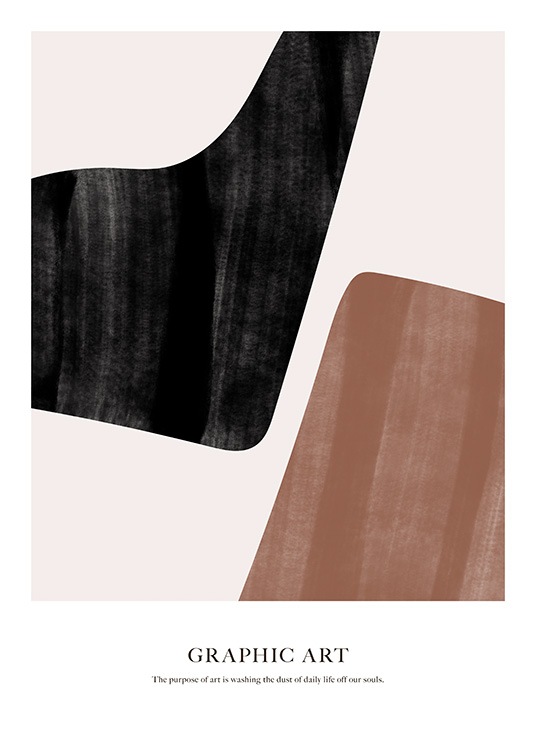  - Abstract illustration of two colour blocks in black and brown on a light background